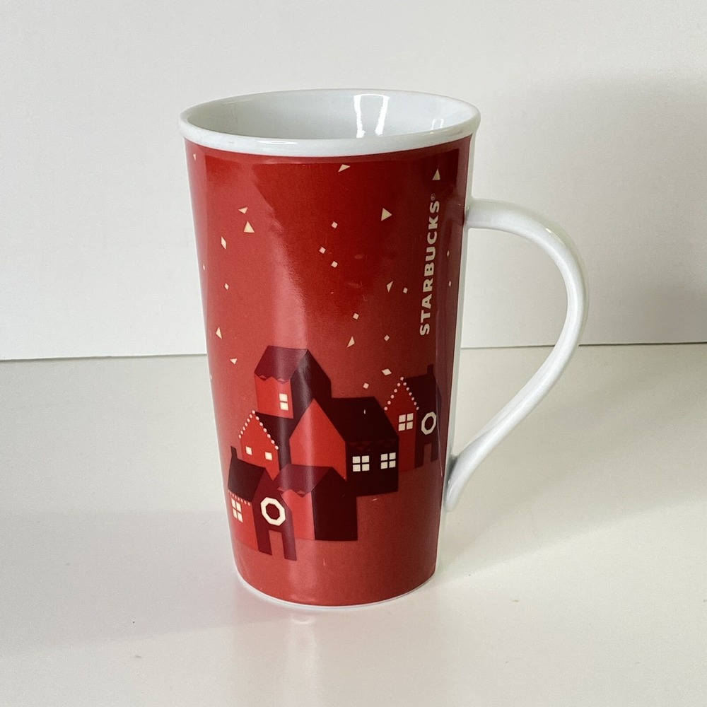 Starbucks Coffee Co. 2013 Ceramic Christmas Holiday Red Village Cup Mug 16 Oz - Picture 5 of 8